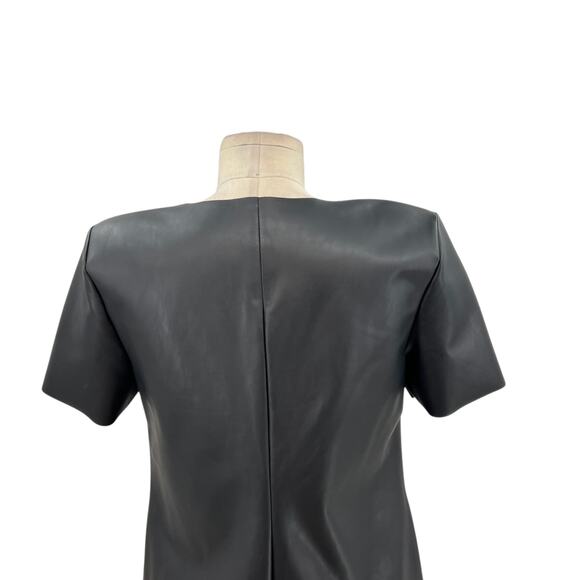 Wolford Vegan‎ Dress Shift Short Sleeve Faux Leather Black Size 40 US 10 - Picture 9 of 15